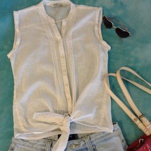 LINEN SLEEVELESS BLOUSE WHITE OLD NAVY